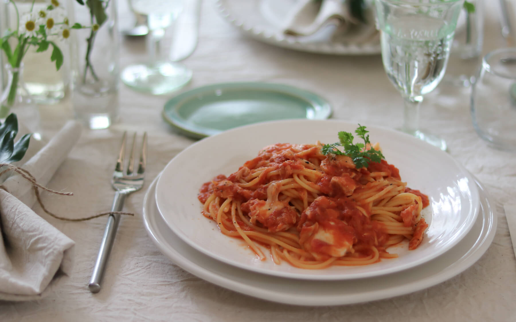 ツナとモッツァレラのトマトソースパスタ|レシピ_03